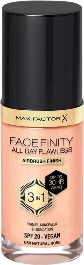 Šķidrā grima bāze Max Factor All Day Flawless 3 in 1 Facefinity, SPF 20, c50 natural rose, 30 ml