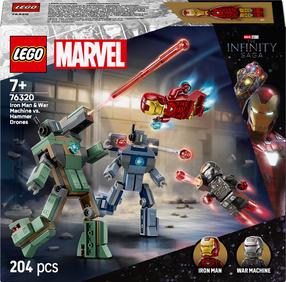 Konstruktorius LEGO® Marvel Geležinis žmogus ir Karo mašina prieš „Hammer“ dronus 76320, 204 vnt.