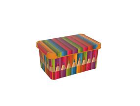 Uzglabāšanas kaste ar vāku Domoletti Back to School Pencil, 5 l, daudzkrāsaina, 28.5 x 19 x 13.5 cm