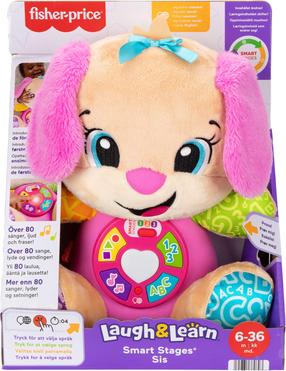 Интерактивная игрушка, собака Fisher Price Laugh & Learn Smart Stages Sis, EN, розовый цв.