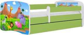 Детская кровать Kocot Kids Babydreams Safari, белый цв./зеленый цв., 70 x 140 cm, без ящика для постельных принадлежностей, с матрасом