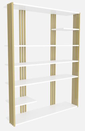 Pastatoma lentyna Kalune Design Jenny 875ZNA4519, aukso sp./balta sp., 160 cm x 29.6 cm x 120 cm