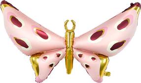 Фольгированный шар фигурные Party Deco Butterfly, золотой цв./розовый цв.
