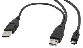 Vads Gembird USB 2.0 x 2, Mini USB, 0.9 m, melna krās.