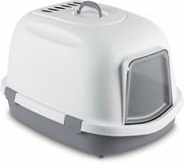 Uždaro tipo kačių tualetas Stefanplast Super Queen 590006GPI, balta sp./pilka sp., uždaras, 71 cm x 55 cm x 45.6 cm