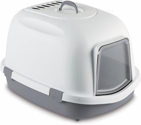 Uždaro tipo kačių tualetas Stefanplast Super Queen 590006GPI, balta sp./pilka sp., uždaras, 71 cm x 55 cm x 45.6 cm
