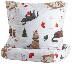 Kalėdinis patalynės užvalkalų komplektas Homla Catness 700354, baltas/įvairių spalvų, 140 x 200 cm
