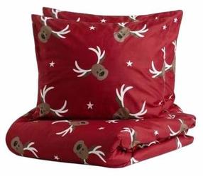 Kalėdinis patalynės užvalkalų komplektas Homla Reindeer 806662, rudas/baltas/raudonas, 200 x 220 cm