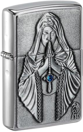 Žiebtuvėlis Zippo Anne Stokes Gothic Prayer 49756, sidabro sp.