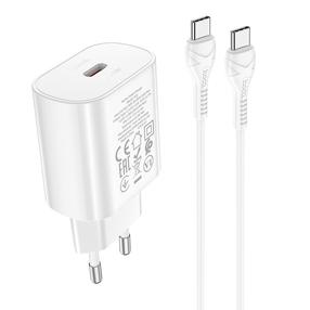 Зарядное устройство для телефона Hoco N22 Jetta PD25W + Type-C baltas, 100 см, 25 Вт