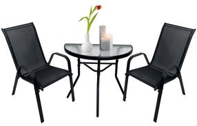 Balkono baldų komplektas Linosa, juodas, 2 vietų