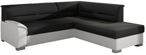 Kampinė sofa Bergen Sawana 14, Soft 17, balta sp./juoda sp., dešininė, 214 x 247 cm x 83 cm