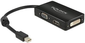 Adapteris Delock Mini Display port male, VGA / HDMI / DVI female, 16 m, juoda
