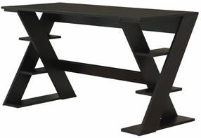 Rašomasis stalas su lentyna Kalune Design Lungo 801CMY5427, 60 cm x 140 cm, 73 cm, juoda sp.