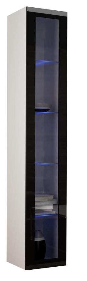 Vitrīna Cama Meble Vigo 180, balts krās./melns krās./tumši pelēka krās., 40 cm x 30 cm x 180 cm