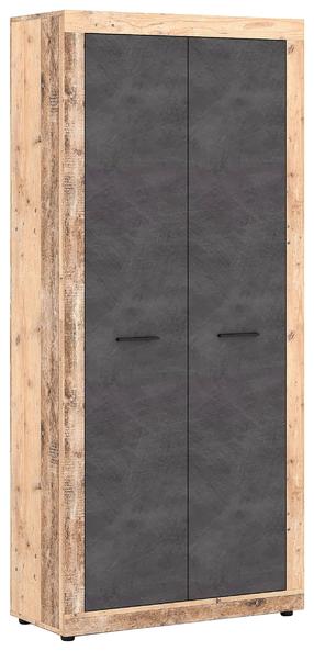 Skapis Luna 2, grafīta krās./gaiši brūna krās., 88.9 cm x 40 cm x 198 cm