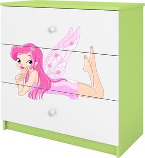Laste kummut Kocot Kids Babydreams Fairy With Wings, valge v./roheline v., 80 cm x 41 cm x 80.5 cm