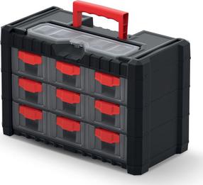 Organizatorius - dėklas įrankiams Prosperplast KMC303, 40 cm x 20 cm x 26 cm, juoda sp./raudona sp.