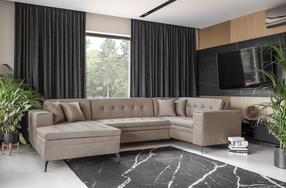 Kampinė sofa Montez Nube 20, šviesiai ruda sp., kairinė, 180 x 340 cm x 93 cm