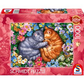 Dėlionė Schmidt Sleeping Velvet Paws, 49.3 cm x 69.3 cm, 1000 vnt., įvairių spalvų
