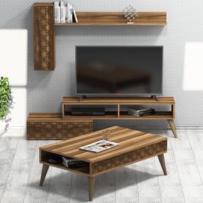 Dzīvojamās istabas mēbeļu komplekts Kalune Design Planet, iekštelpu, valriekstu krās.