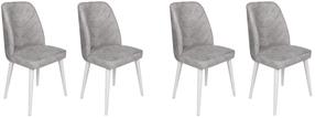Kėdžių rinkinys Kalune Design Dallas 584 V4 974NMB1588, matinė, balta sp./pilka sp., 49 cm x 50 cm x 90 cm, 4 vnt.
