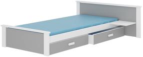 Vaikiška lova Aldex With Shelf, balta sp./šviesiai pilka sp., 80 x 180 cm, be čiužinio