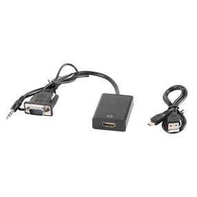 Adapteris Lanberg HDMI - D-Sub (VGA) + Jack 3.5mm AD-0021-BK USB Type A Male, VGA / 3.5 mm / HDMI, 0.2 m, juoda sp.