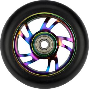 Priedas paspirtukams, ratukai Black Dragon Stunt Scooter Wheel Set Spoked Alu Neo Chrome, juoda sp., 2 vnt.