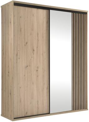 Skapis Moderno C-14, melna krās./brūngans krās., 60 cm x 179 cm x 216 cm, ar spoguli