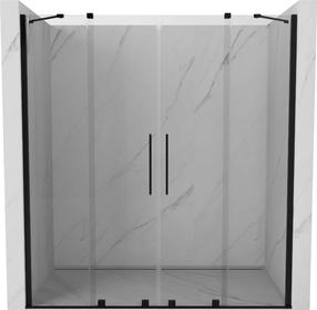 Dušo durys Mexen Velar Duo, 200 cm x 200 cm, juoda sp./grūdintas