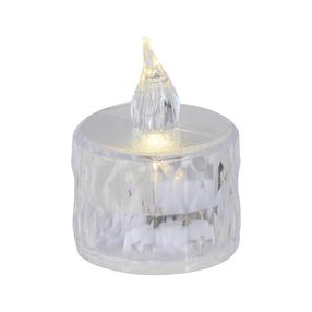 LED svece ar slēdzi ar LED apgaismojumu, 3.5 cm, caurspīdīga krās., 6 gab.