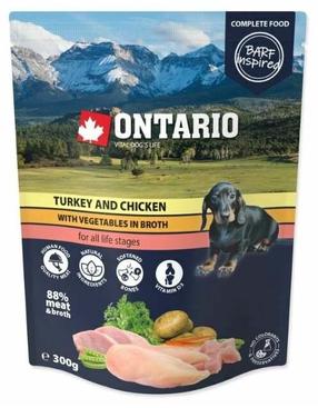 Mitrā barība (konservi) suņiem Ontario Vital Dogs Life, vistas gaļa/tītara gaļa/dārzeņi, 0.3 kg