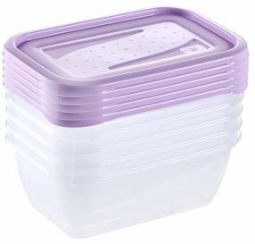 Maisto dėžučių rinkinys Keeeper Fredo Fresh, 0.5 l, 15 cm x 10 cm, skaidri sp./violetinė sp., 5 vnt.