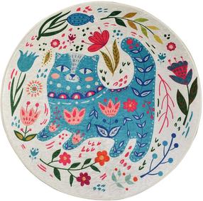 Paklājs Conceptum Hypnose Blue Cats 882CHL1647, daudzkrāsaina, 140 cm x 140 cm