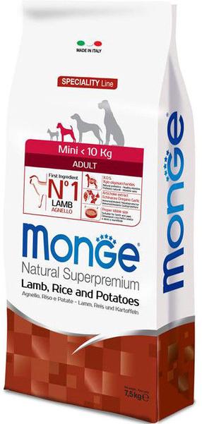 Сухой корм для собак Monge Mini Adult, баранина/рис/картофель, 7.5 кг