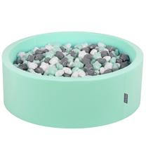 Baseinas su kamuoliukais KiddyMoon Round Ball Pit Round 600 Stars, 90 cm x 90 cm, 600 vnt, balta sp./žalia sp.