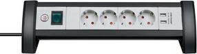 Удлинитель Brennenstuhl PREMIUM, 3 x 1,5 mm², 1.8 м, 4 розетки, 2USB, с выключателем, черный цв./серый цв.