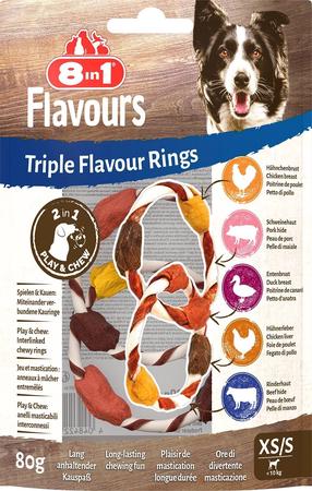 Лакомство для собак 8in1 Flavours Triple Flavour Rings XS/S, мясо, 0.08 кг