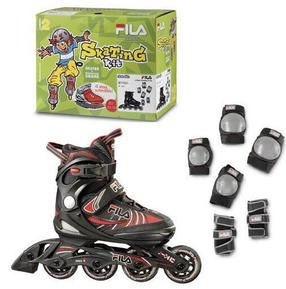 Роликовые коньки Fila J-One Combo, черный цв./красный цв., 28-32