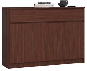 Komoda Akord Furniture Factory K140 3D 3SZ CLP PK, wenge sp., 99 cm x 138 cm x 40 cm