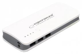 Nešiojamas įkroviklis (Power bank) Esperanza Radium, 8000 mAh, balta sp./pilka sp.