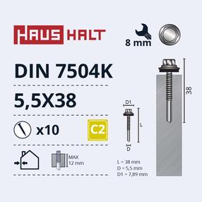 Pašvītņojošā skrūve Haushalt, 5.5 mm x 38 mm, 10 gab.