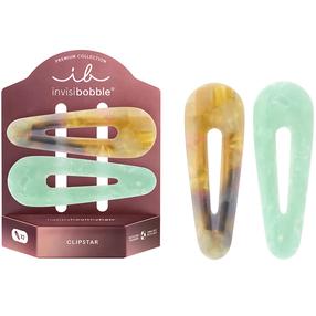 Matu sprādzes, komplekts Invisibobble Clipstar Premium Rainbow Carousel, brūna krās./zaļa krās., 2 gab.