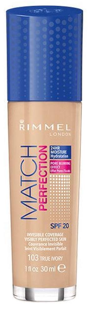 Жидкая основа для макияжа Rimmel London Match Perfection SPF20, SPF 20, 103 true ivory, 30 мл