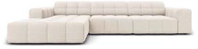 Kampinė sofa Micadoni Home Jennifer Velvet, smėlio sp., kairinė, 284 x 166 cm x 70 cm