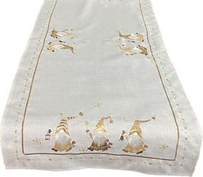 Ziemassvētku galda celiņš taisnstūrveida OS-292-B, zelta krās./krēmkrāsa, 40 x 220 cm