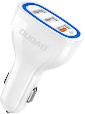 Auto laadija Dudao, 3 x USB, valge v.