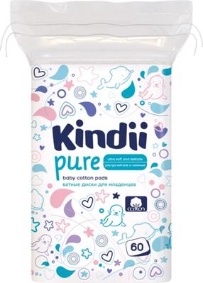 Kosmetiniai vatos diskeliai, kūdikiams Kindii Pure, 60 vnt.