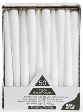 Žvakių rinkinys, kūginė Pap Star, 50 vnt., Balta